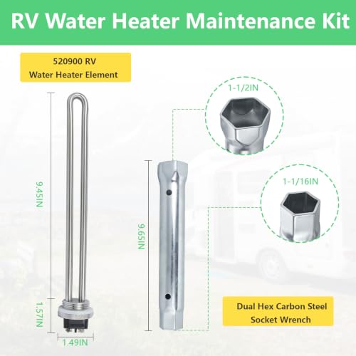 RV Water Heater Anode Rods,520900 Heating Element & Flush - Image 3