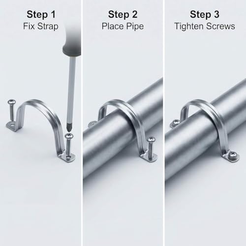 QWORK 4" Rigid Pipe Strap Clamp, 10 Pack Strap-U Bracket | Hand Tools - Image 6