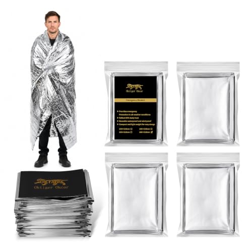 oktiger 4 Pack Emergency Thermal Mylar Rescue Blankets, 83'' x - Image 2