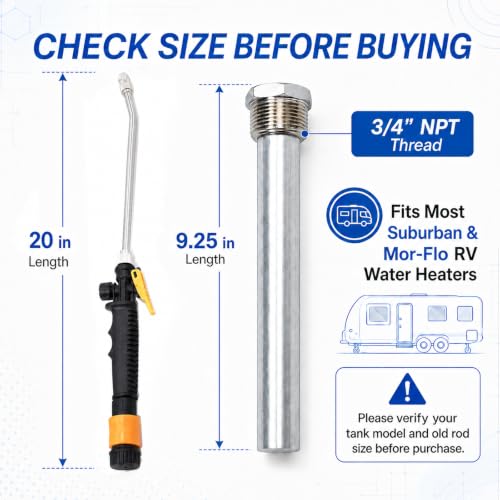 5 Pcs Upgrade RV Water Heater Anode Rod, Flush Wand Maintenance - Image 3