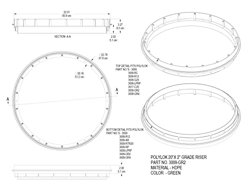 Polylok 20" x 2" Septic Tank Riser (PN: 3009-GR2) - Image 3