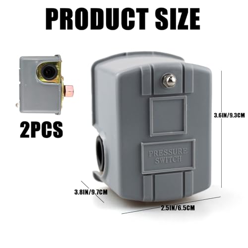 2 Pack Pressure Switch for Well Pump, Adjustable Differential - Image 3