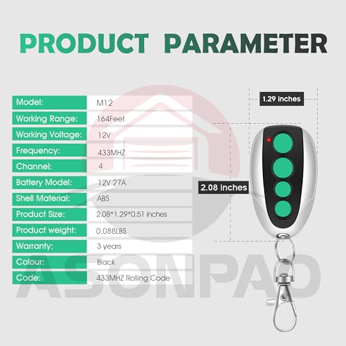 3-Pack M12 Topens Swing Sliding Gate Opener Remote Replacement - Image 8