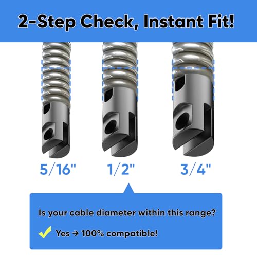 9-Piece Drain Auger Drill Attachment for 5/16”-3/4" Cable - Image 7