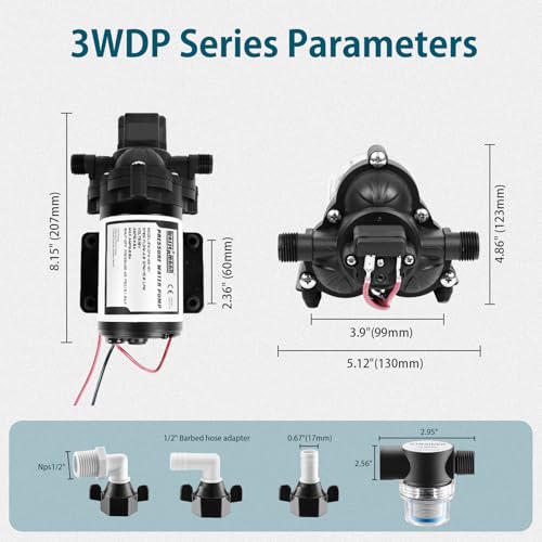 RV Pump, 12V Self-priming RV Water Pressure Pump 4.0GPM - Image 3