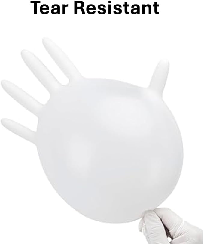 12 Inch 7.5Mil Ultra Stretch Professional White Disposable Nitrile Gloves, Cleaning, Food Safe, Kitchen, Tough & Strong