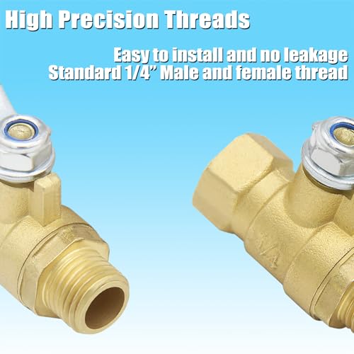 1/4 inch NPT Brass Ball Valve Kit Air Compressor Shut Off Valve - Image 4