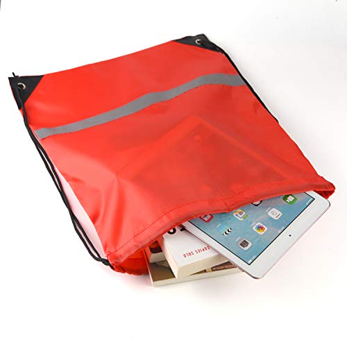 KUUQA 12 Pcs Drawstring Backpack Bag Bulk Reflective,Red - Image 5