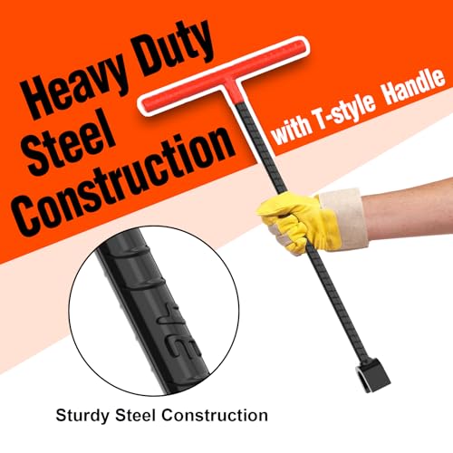 Eapele Water Meter Key 16 inch Enforced Steel T-Handle With 4-way - Image 6