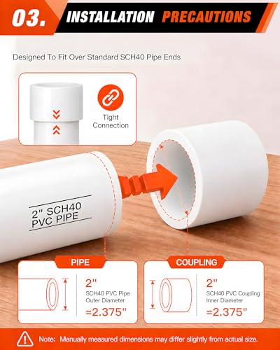 4 Pcs 2 Inch PVC Coupling Fittings, Socket x Socket - Image 5