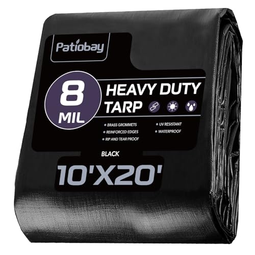 Tarp 10x20 Feet, 8 Mil Large tarps Heavy Duty Waterproof, Black - Image 2
