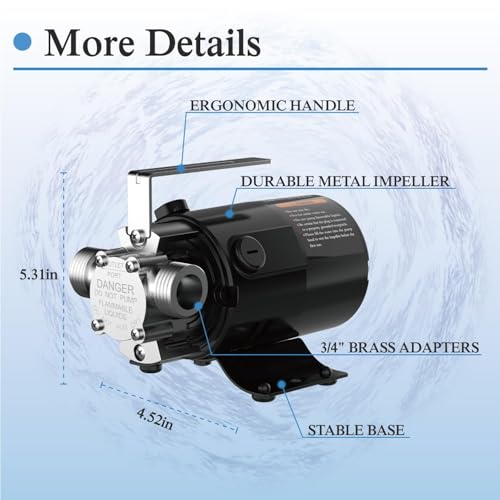 120V Electric Water Transfer Pump 330 GPH With ON/OFF Switch - Image 3