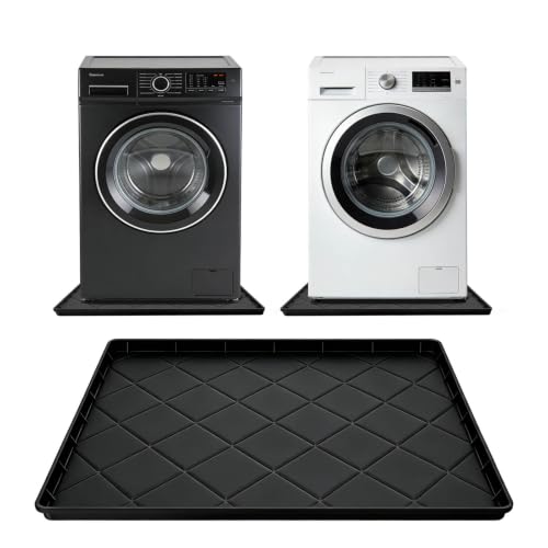 32" x 30" Foldable Washing Machine Drain Pan Silicone Mat,Black - Image 2
