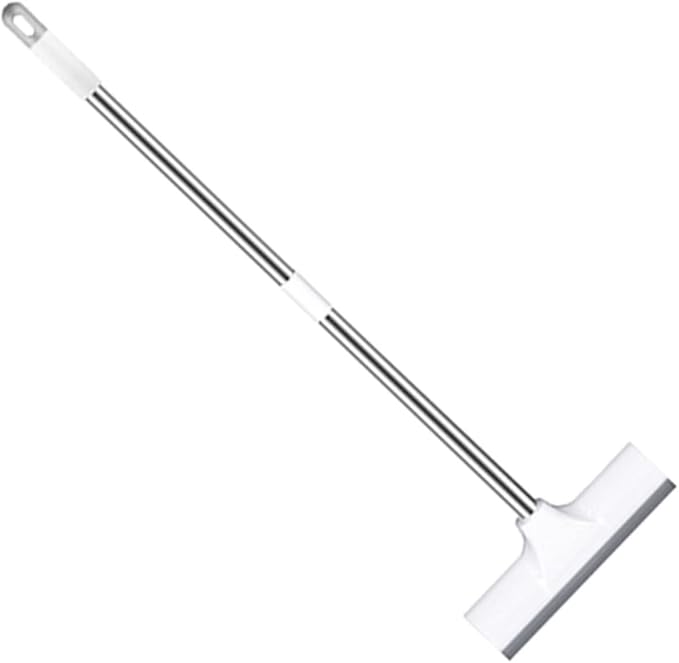 Healifty Floor Scrub Brush with Long Ergonomic Handle for Bathroom and Stiff Bristles Scrubber and Scraper Combo for Tile Grout Bathtub and Floor Corners Space Saving Hanging Design