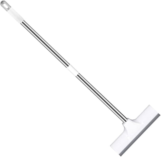 Healifty Floor Scrub Brush with Long Ergonomic Handle for Bathroom and Stiff Bristles Scrubber and Scraper Combo for Tile Grout Bathtub and Floor Corners Space Saving Hanging Design