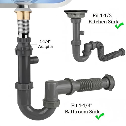 Universal 1-1/4 and 1-1/2 Inch P-Trap Sink Drain Kit - Image 4