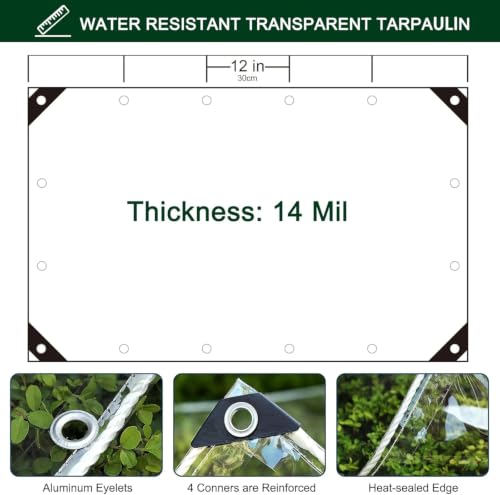 Clear Tarp with Grommets,8x10ft Transparent Heavy Duty - Image 4