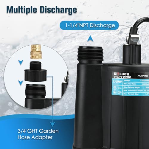 Submersible Water Pump, 1/2HP Thermoplastic Sump Pump - Image 5