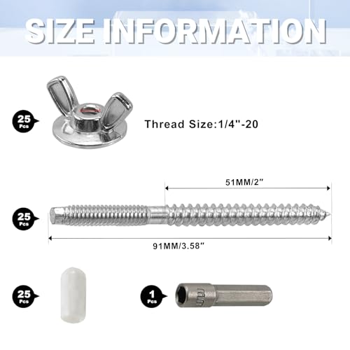 CNQLIS 25 Set 1/4"-20 x 2-1/4" Hurricane Anchoring Kit - Image 3