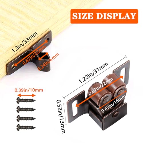 4 Pack Cabinet Latch Double Roller Catch for Cupboard - Image 3