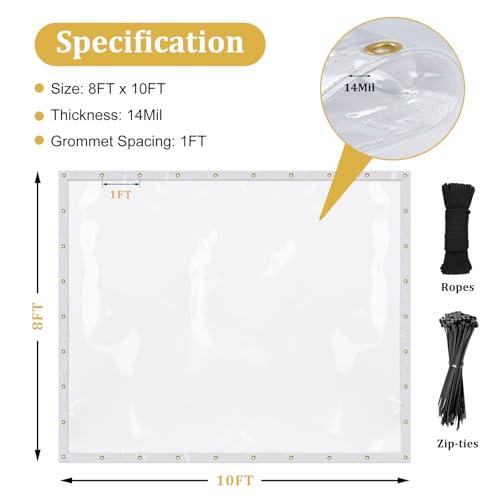 8x10ft Clear Tarp Heavy Duty Waterproof Clear Tarp | Travel Essentials - Image 3