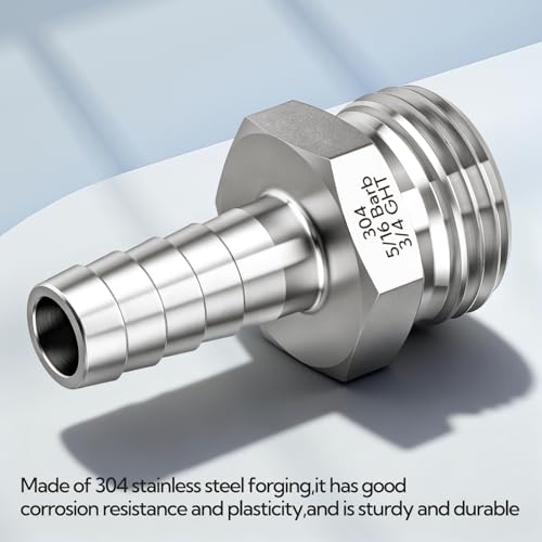 2Pcs 5/16" Barb x 3/4" GHT Male 304 Stainless Steel Garden - Image 5