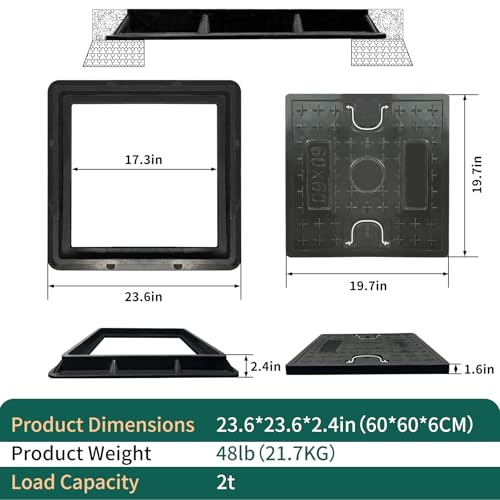 24x24 Inch Square Manhole Cover and Frame, Solid Septic Tank - Image 3