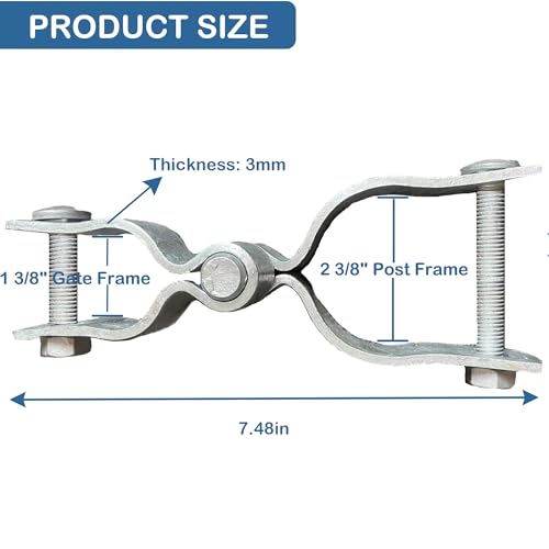 2 Pack 1-3/8" x 2-3/8" Chain Link Fence Gate Hinge Kit - Image 3