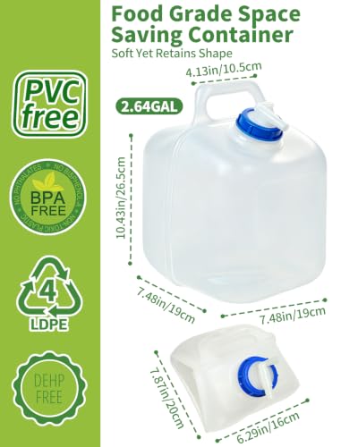 2 Pack 2.64 Gallon Collapsible Water Container Camping - Image 3