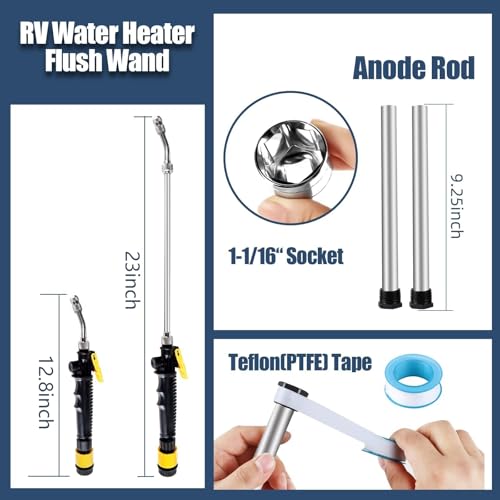 5 Pack RV Water Heater Anode Rod & Flush Wand Kit for Suburban - Image 3