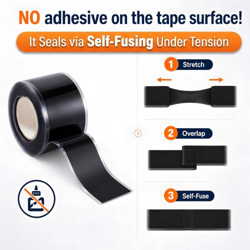 Self Fusing Silicone Tape 2 Rolls Flex Seal Tape 1 Inch x 10 Feet - Image 4