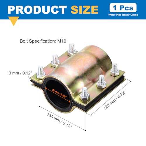 Water Pipe Repair Clamp 4.72" Length 2-3/8" ID, Carbon Steel - Image 3