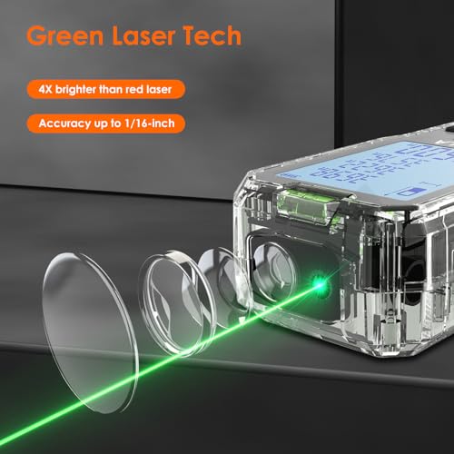 Green Laser Measure, 328 Ft Range, ±2mm Accuracy, 2 Bubble Levels - Image 3