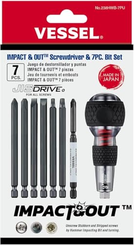 (US Model) VESSEL Impact & Out Screwdriver with 7pcs bits | Hand Tools - Image 2