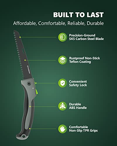 7 Inch Folding Hand Pruning Saw, Heavy Duty Foldable Camping Saw - Image 5