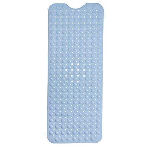 ENKOSI Non-Slip Bath Mat - Extra Long 40 x 16 Inch Large Anti-Slip Tub & Shower Mat with Suction Cups and Drain Holes for Bathroom Bathtub Safety and Decor (40x16 Aqua Blue)