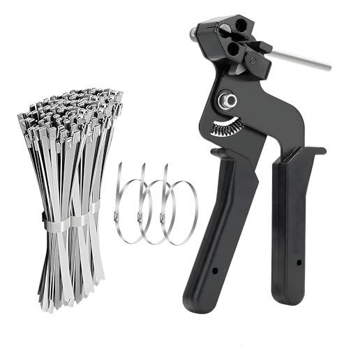 Stainless Steel Cable Tie Gun Black Kit, 100 Pack Metal Zip Ties - Image 2