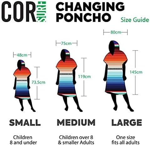 COR Surf Poncho Changing Towel Robe with Hood and Front Pocket | Thick Quick Dry Microfiber Wetsuit Poncho Towel for Surfing Beach Pool Swim (Medium - Retro Sand)