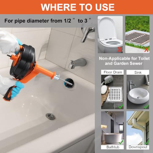 Drain Auger, Clog Remover with Drill Adapter - Image 3