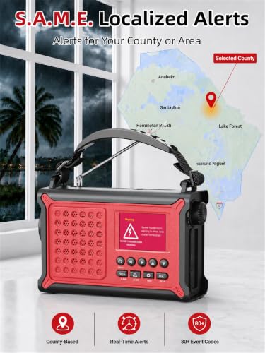 Mesqool S.A.M.E. NOAA Weather Alert Radio with Solar & Hand Crank - Image 3