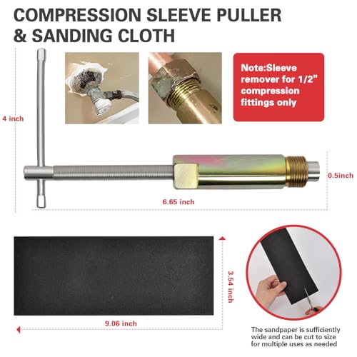 Plumbing Tools with Angle Stop Wrench & Compression Sleeve Puller - Image 3