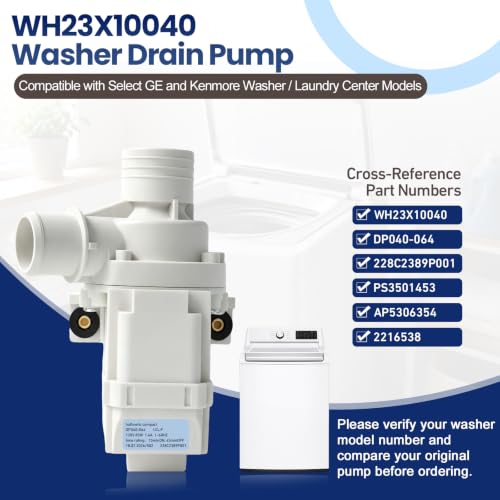 WH23X10040 DP040-064 Washer Drain Pump Replacement, 228C2389P001 - Image 4