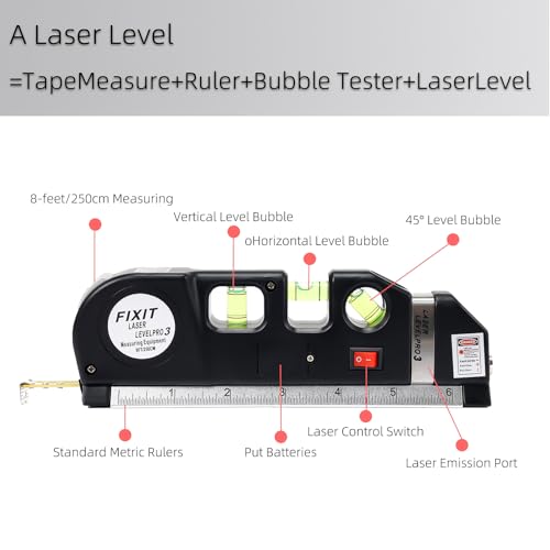 Laser Level Line Tool, Standard Cross Line Laser Leveler Beam Kit - Image 4