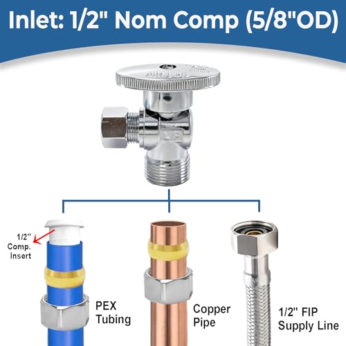TTFLEX Angle Stop Valve 1/2" Nom x 3/8" Comp, Shut Off Valve - Image 3