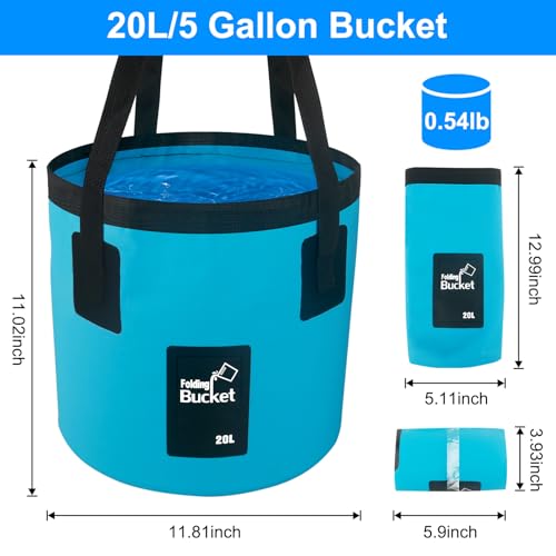 5 Gallon Collapsible Bucket with Handle, Car Wash Bucket - Image 3
