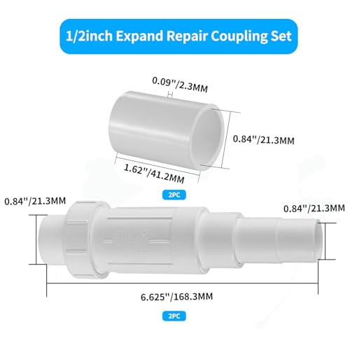 LESSO 1/2 inch PVC Pipe Repair Kit, 1/2" Coupling 2 Sets | Home Repair - Image 3