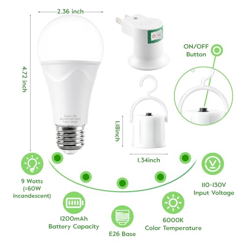 Rechargeable Light Bulbs, 9W Battery Operated Light Bulbs - Image 4