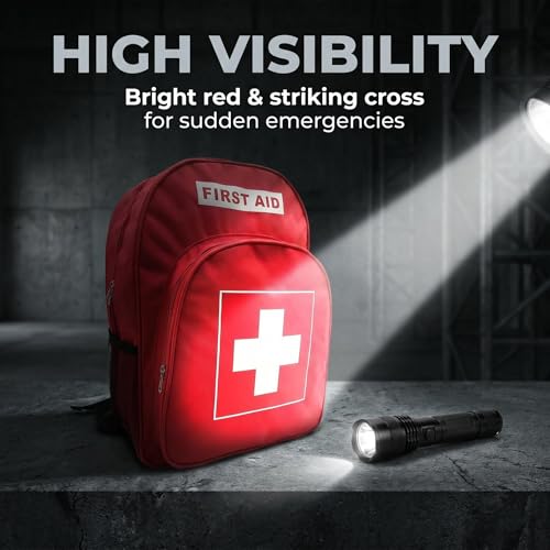 Red First Aid Backpack Empty Emergency Medical Bag Rescue - Image 7