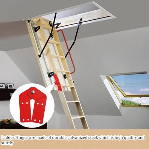 2Pcs Attic Ladder Hinge Aluminum Herringbone Folding - Image 5