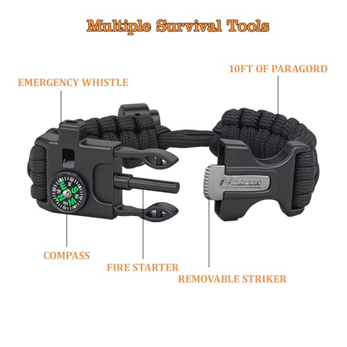 Paracord Survival Bracelet (3 Pack) - Adjustable with Fire - Image 3